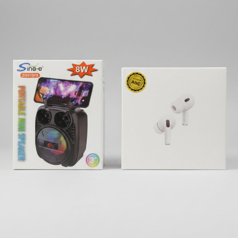 Mini speaker With Airpods pro copy Bundle